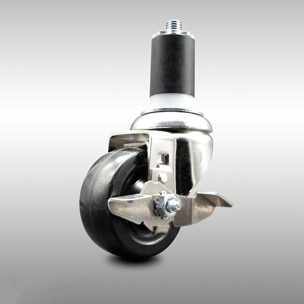 Service Caster 3 Inch 316SS Soft Rubber Wheel Swivel 1-1/2 Inch Expanding Stem Caster Brake SCC SCC-SS316EX20S314-SRS-TLB-112 - main